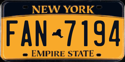 NY license plate FAN7194