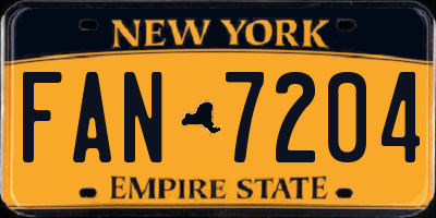 NY license plate FAN7204