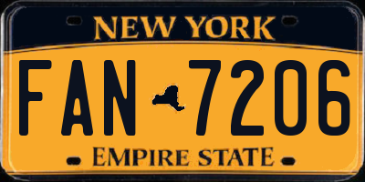 NY license plate FAN7206