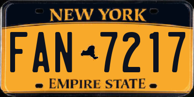 NY license plate FAN7217