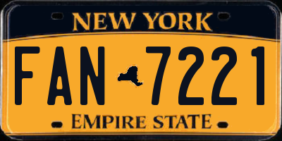 NY license plate FAN7221
