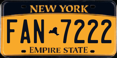 NY license plate FAN7222