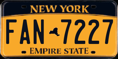 NY license plate FAN7227