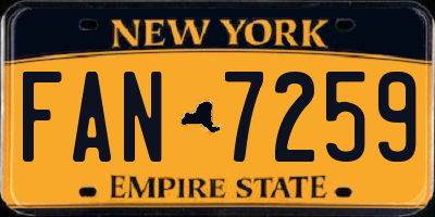 NY license plate FAN7259