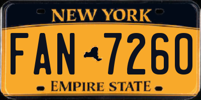 NY license plate FAN7260