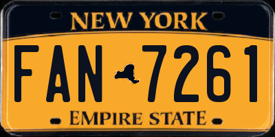 NY license plate FAN7261