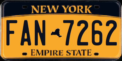 NY license plate FAN7262