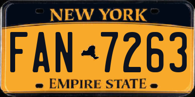 NY license plate FAN7263