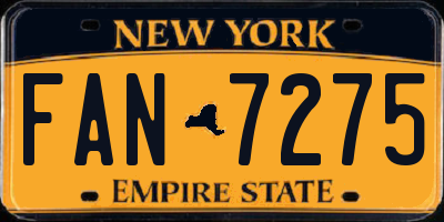 NY license plate FAN7275