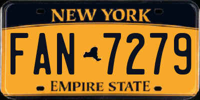 NY license plate FAN7279