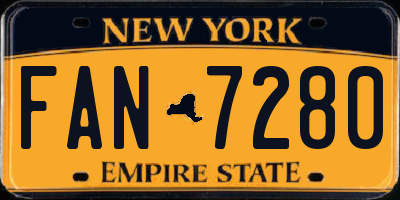 NY license plate FAN7280