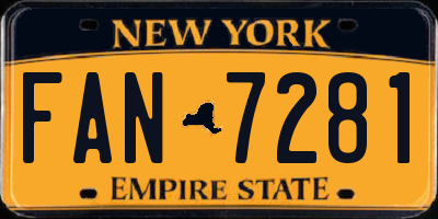 NY license plate FAN7281