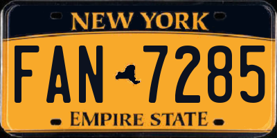 NY license plate FAN7285