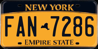 NY license plate FAN7286