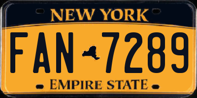 NY license plate FAN7289