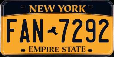 NY license plate FAN7292