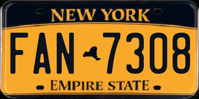 NY license plate FAN7308