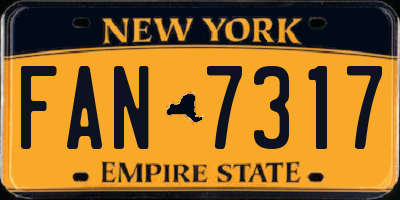 NY license plate FAN7317