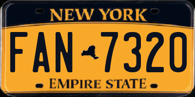 NY license plate FAN7320