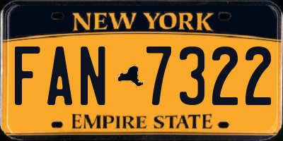 NY license plate FAN7322