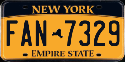 NY license plate FAN7329