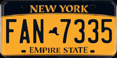 NY license plate FAN7335