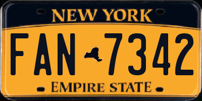 NY license plate FAN7342