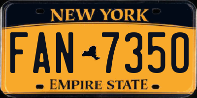 NY license plate FAN7350