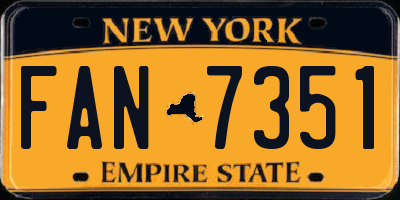 NY license plate FAN7351