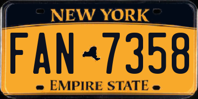 NY license plate FAN7358