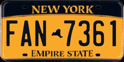 NY license plate FAN7361