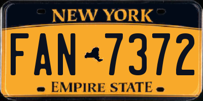 NY license plate FAN7372