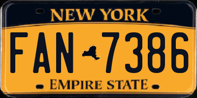 NY license plate FAN7386