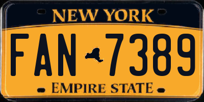 NY license plate FAN7389