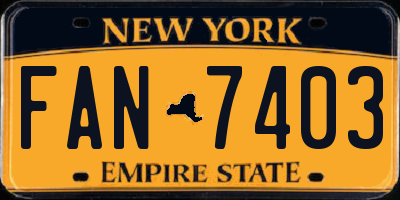 NY license plate FAN7403