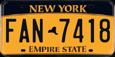 NY license plate FAN7418