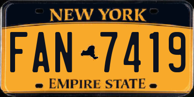 NY license plate FAN7419