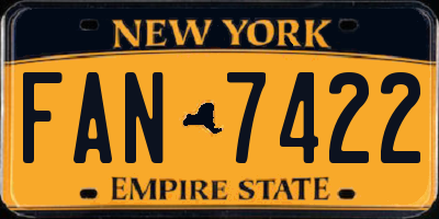 NY license plate FAN7422