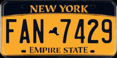 NY license plate FAN7429