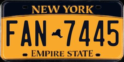 NY license plate FAN7445