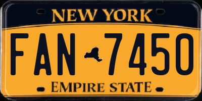NY license plate FAN7450
