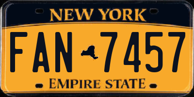 NY license plate FAN7457