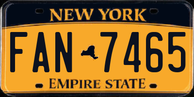 NY license plate FAN7465