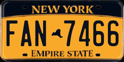 NY license plate FAN7466
