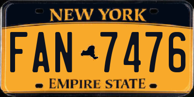 NY license plate FAN7476