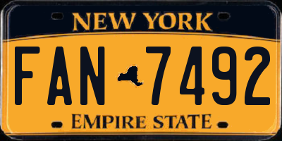 NY license plate FAN7492