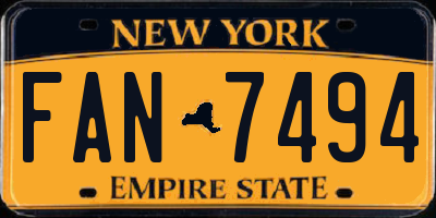 NY license plate FAN7494