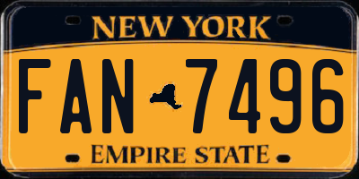 NY license plate FAN7496