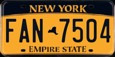 NY license plate FAN7504