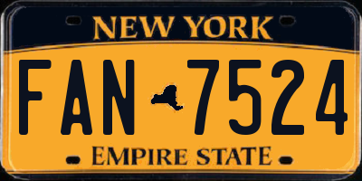 NY license plate FAN7524